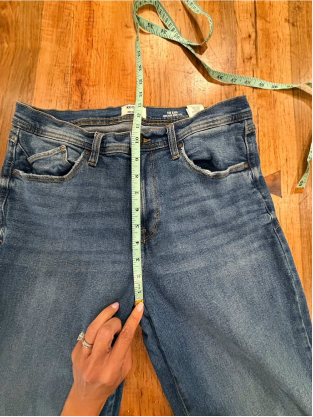 Kensie Jeans The Kaya High Rise Wide Leg Raw Hem Blue Denim Stretch Size 10 / 30 - Picture 10 of 10